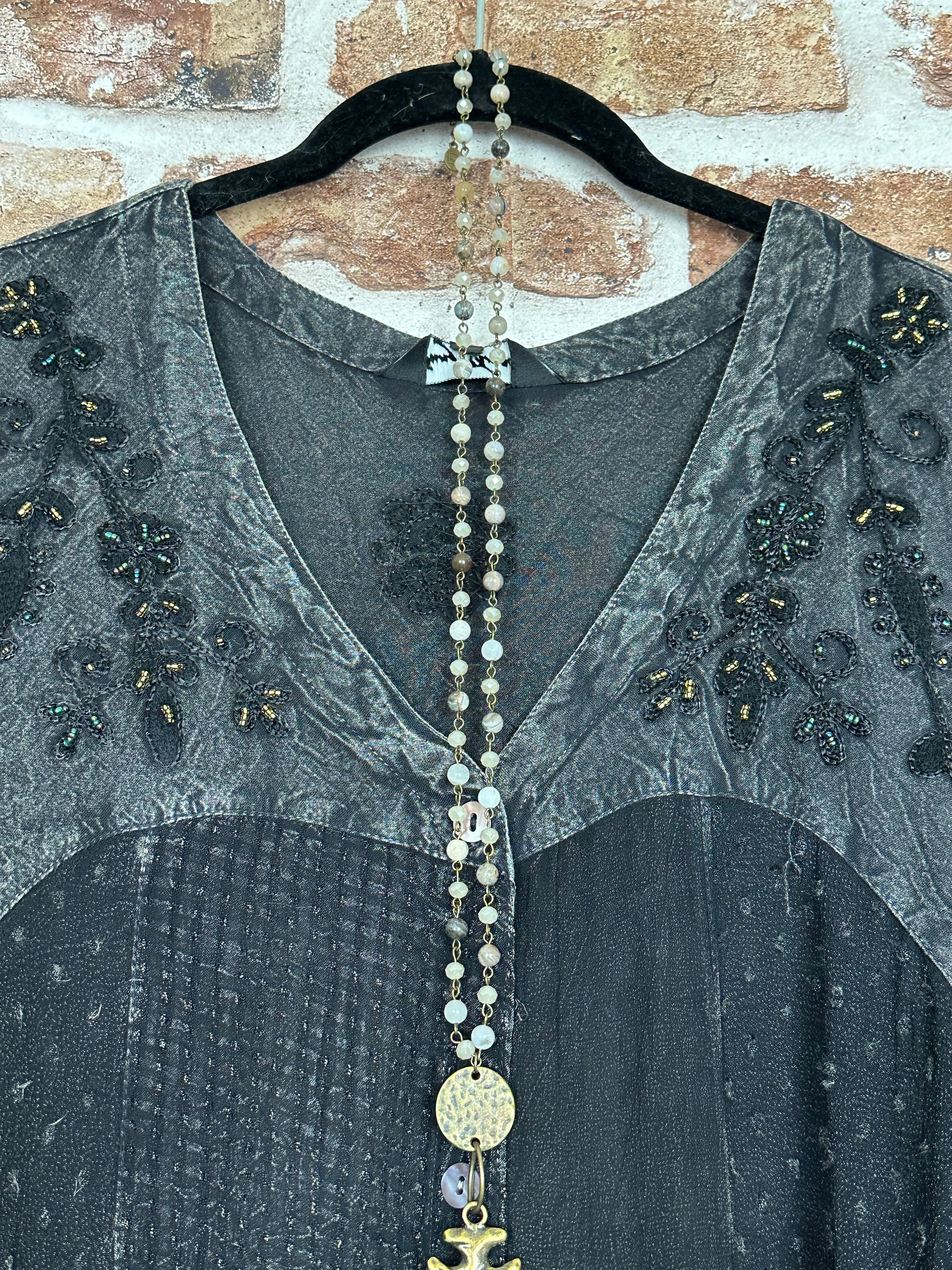 Belle Epoque Embroidered Charcoal Tunic