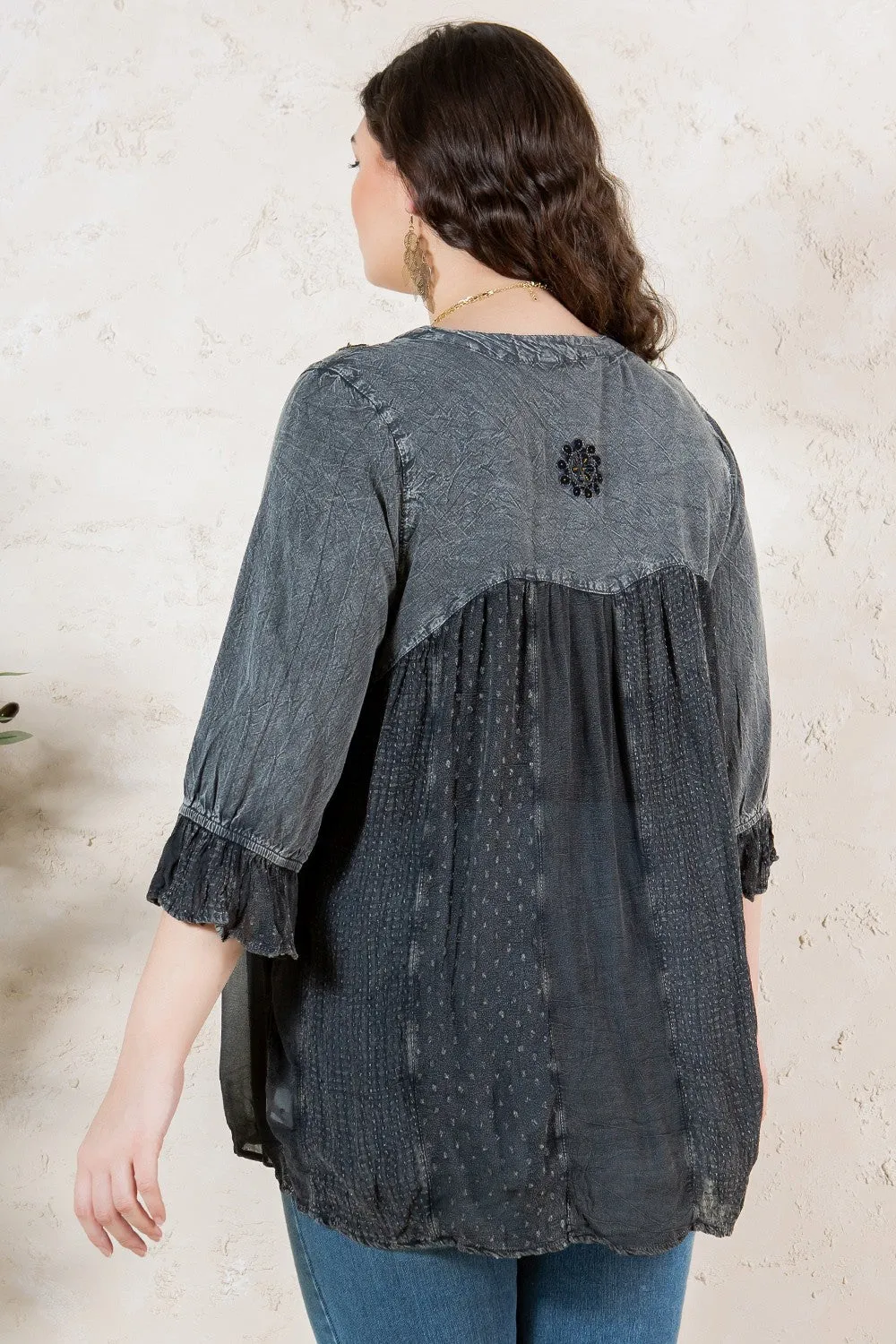 Belle Epoque Embroidered Charcoal Tunic