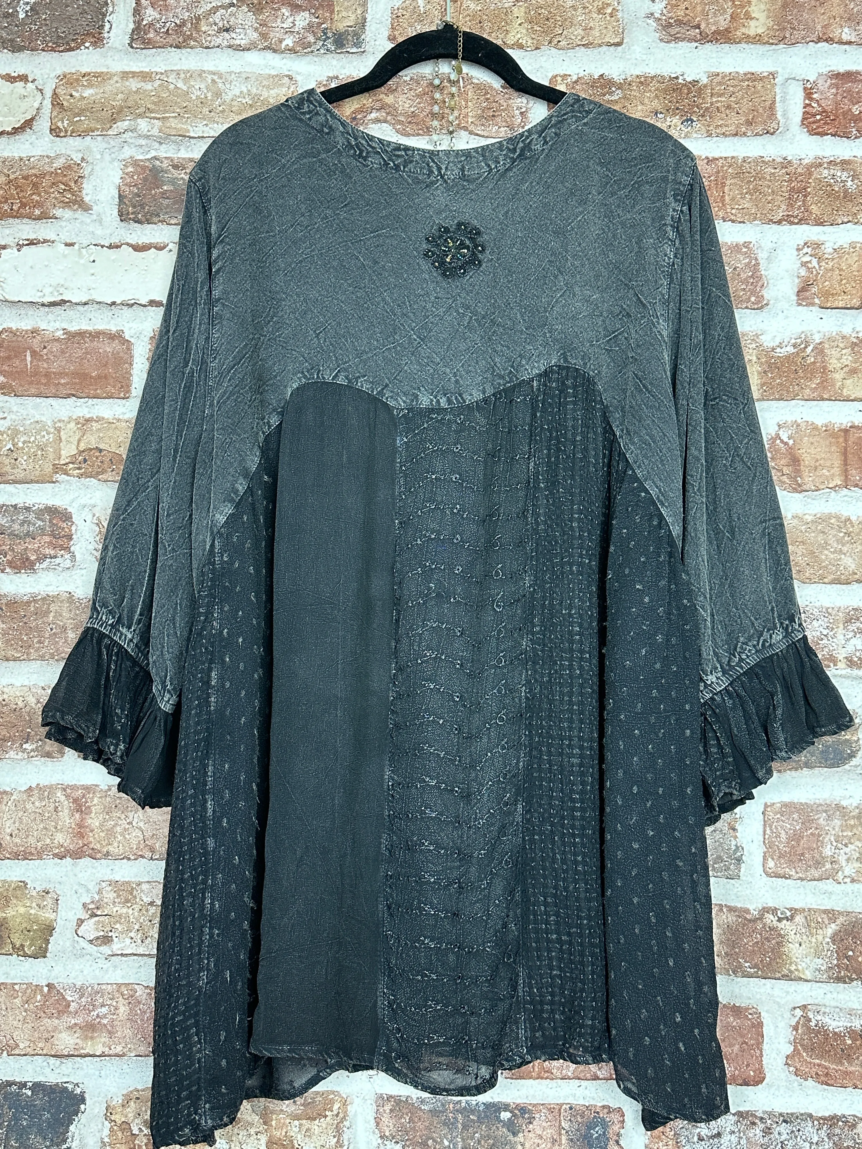 Belle Epoque Embroidered Charcoal Tunic