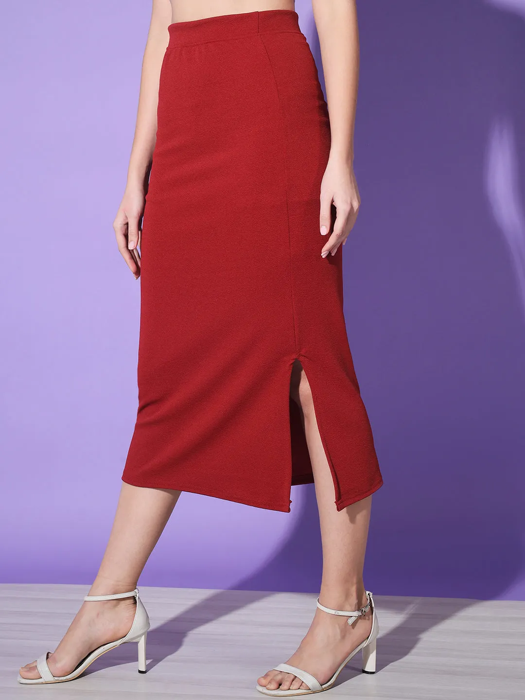 Below Knee Slit Women Pencil Skirt-3135-3137