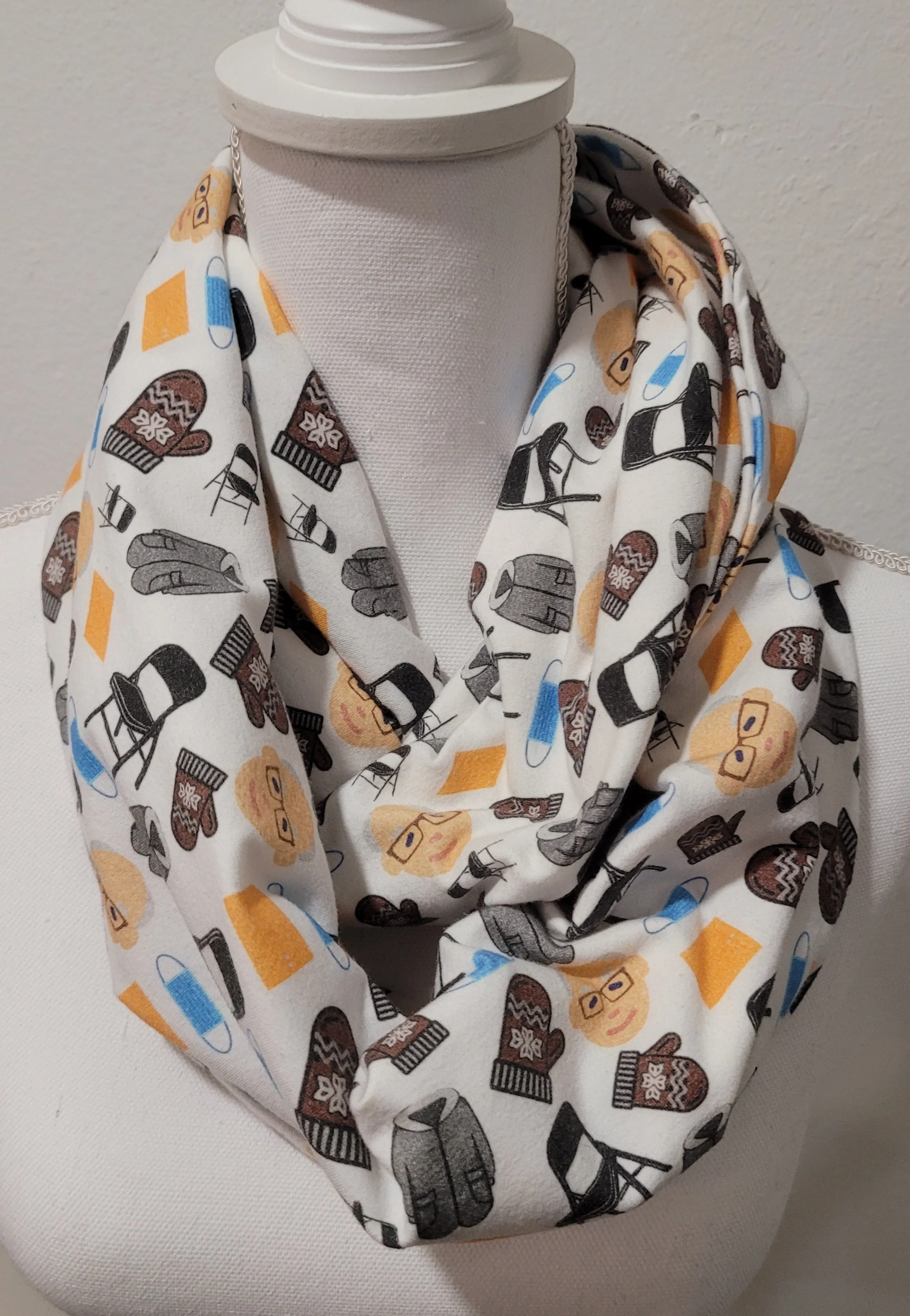 Bernie "Floating Head" Double Loop Knit Infinity Scarf with Hidden Pocket