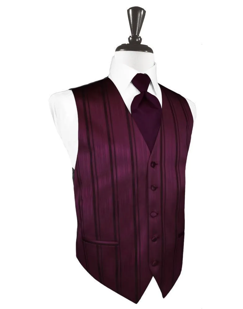 Berry Striped Satin Tuxedo Vest