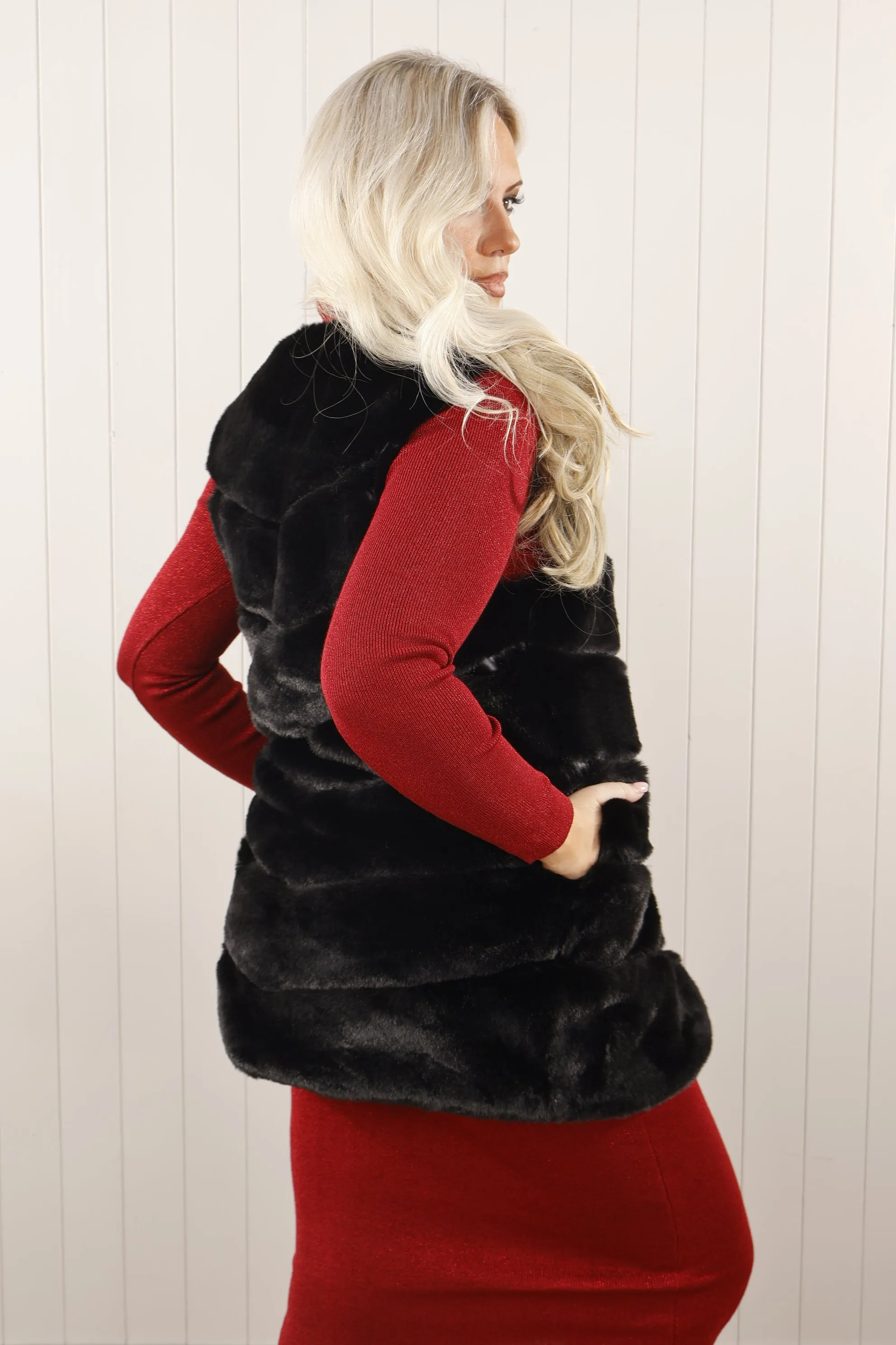 Black Faux Fur Gilet