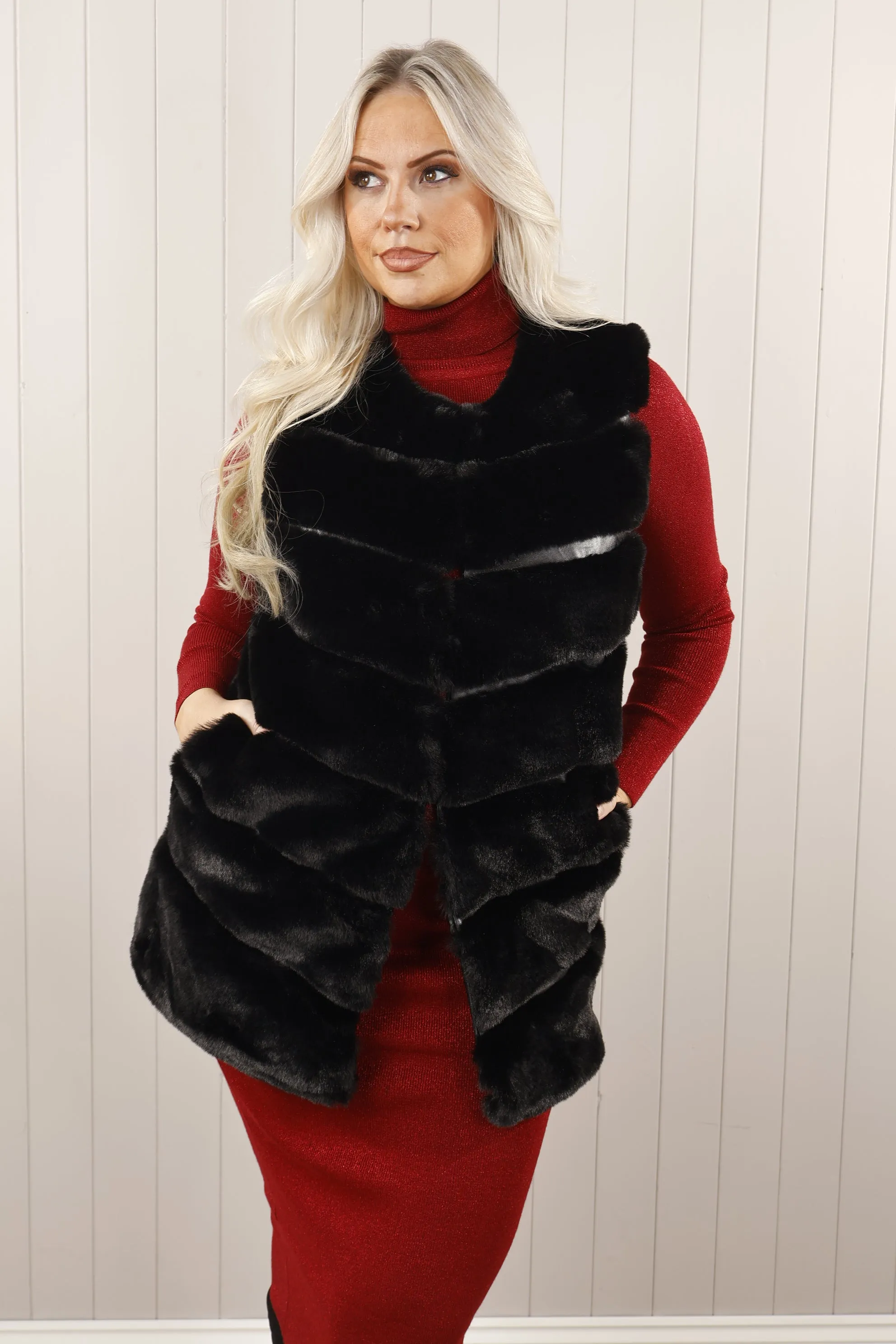 Black Faux Fur Gilet