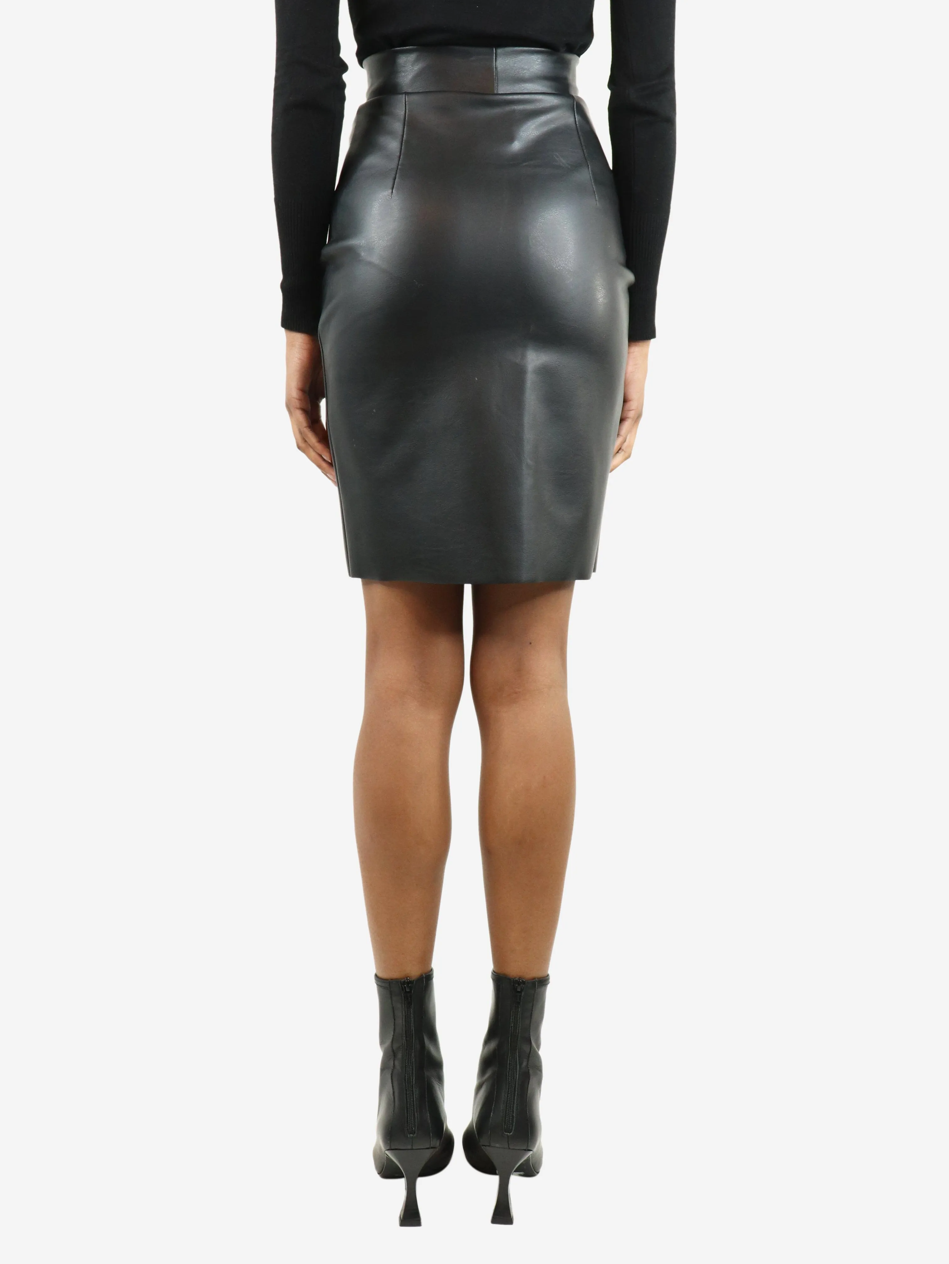 Black faux-leather pencil skirt - size XS