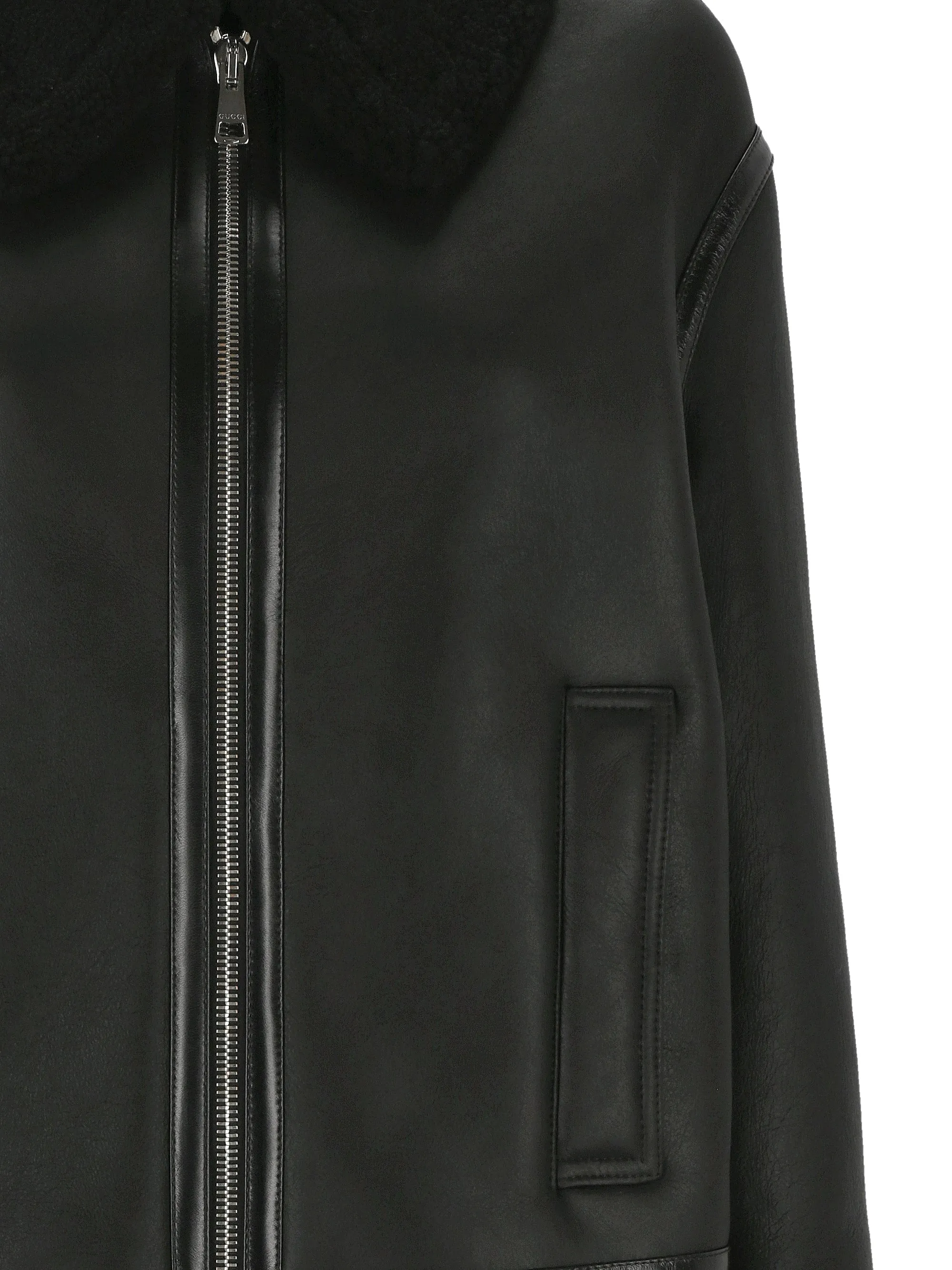 Black Lambskin Shearling Trim Jacket