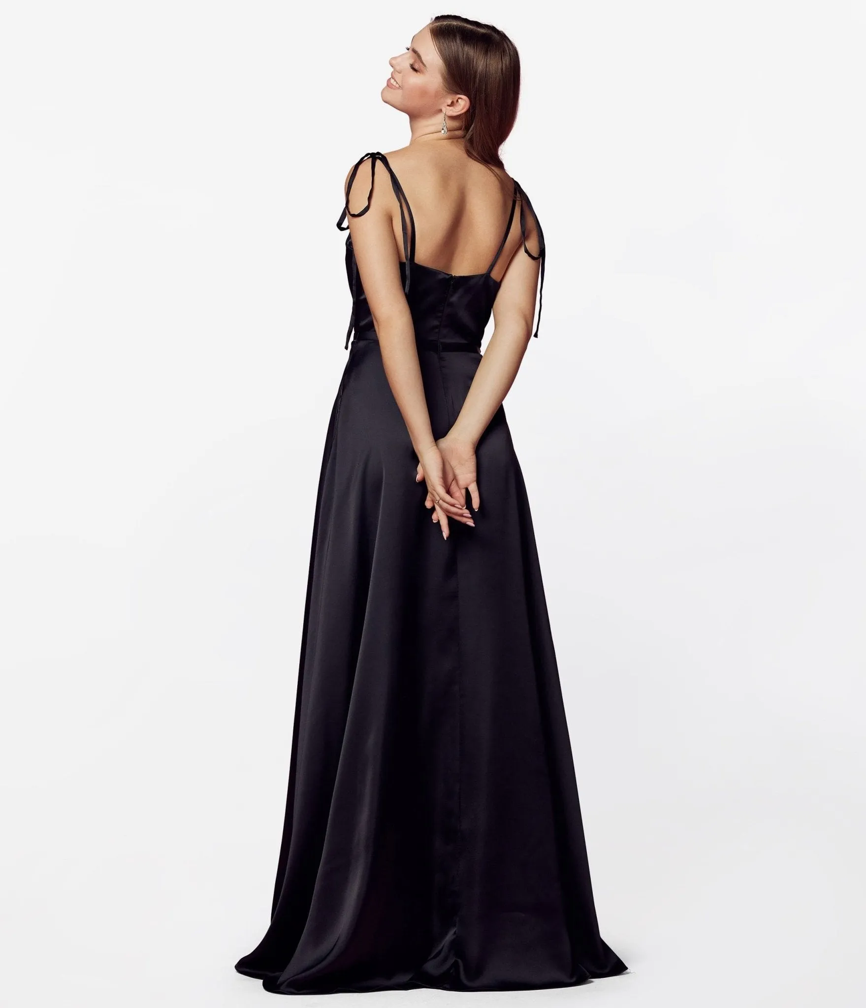 Black Liquid Satin Prom Dress