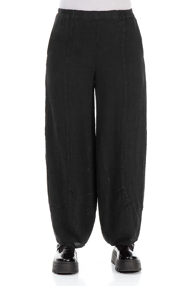 Black Mélange Linen Trousers