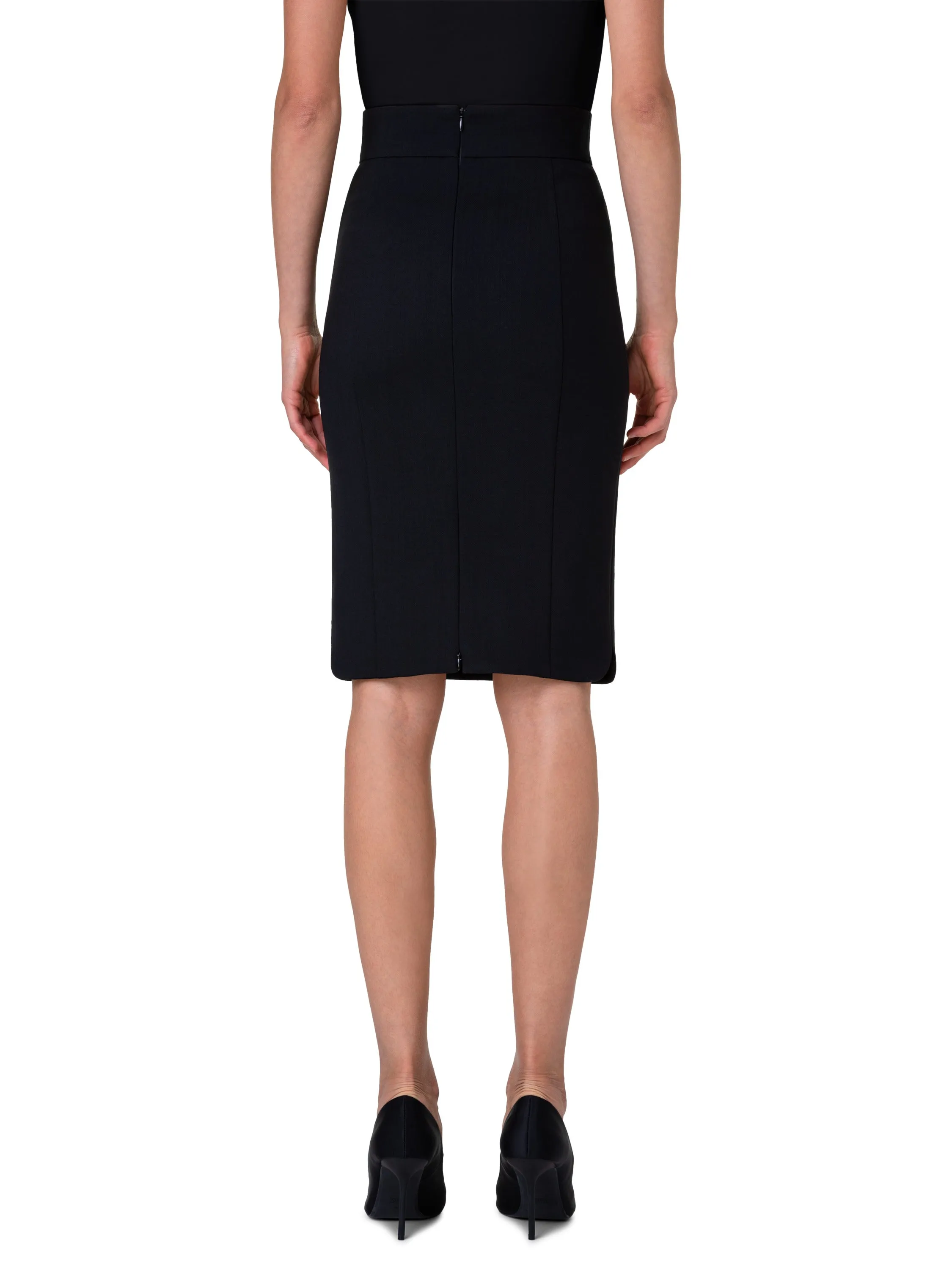 Black Pencil Skirt with Zipped Back