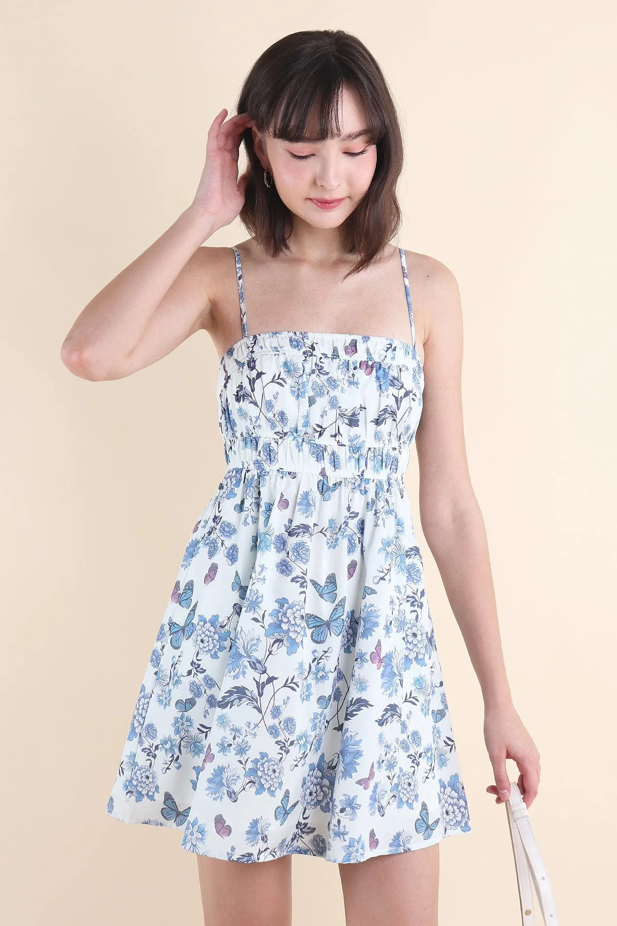 BLOOMING GARDEN FLORAL DRESS IN BLUE