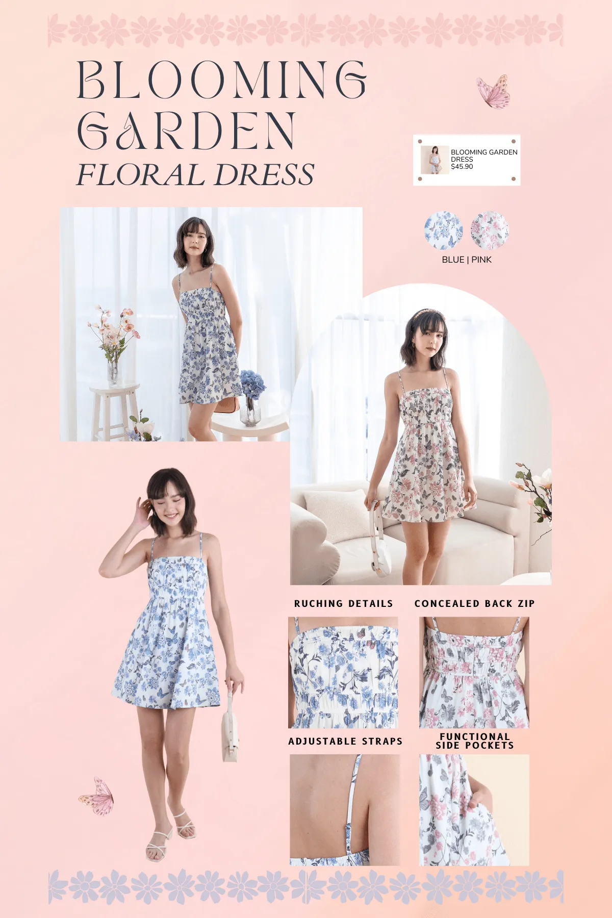 BLOOMING GARDEN FLORAL DRESS IN PINK