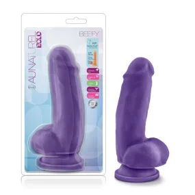 Blush Au Naturel Bold Beefy 7 in. Posable Dual Density Dildo with Balls & Suction Cup Purple