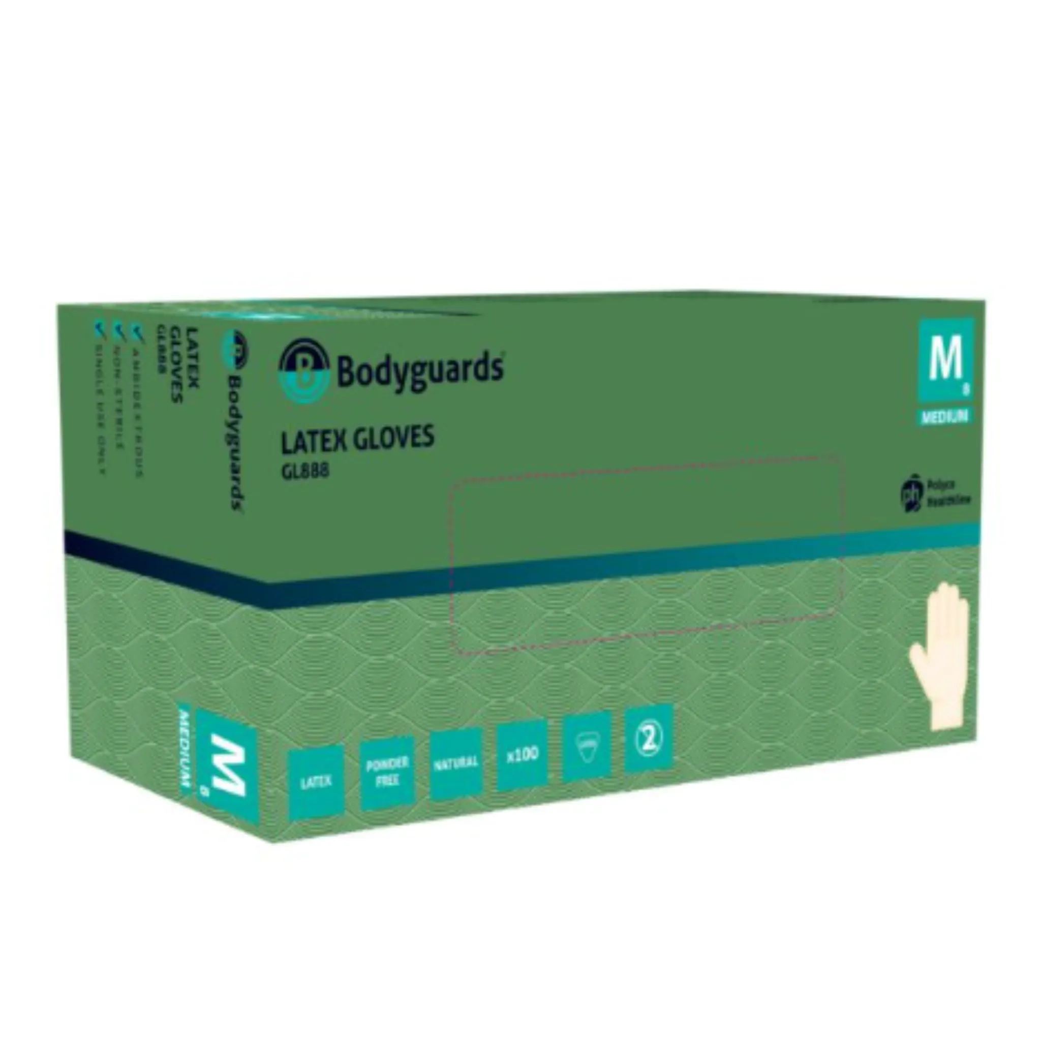 Bodyguards Powder Free Latex Disposable Gloves GL888 (Case of 10 Boxes)