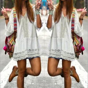 Bohemian Style Loose Mini Beach Dress