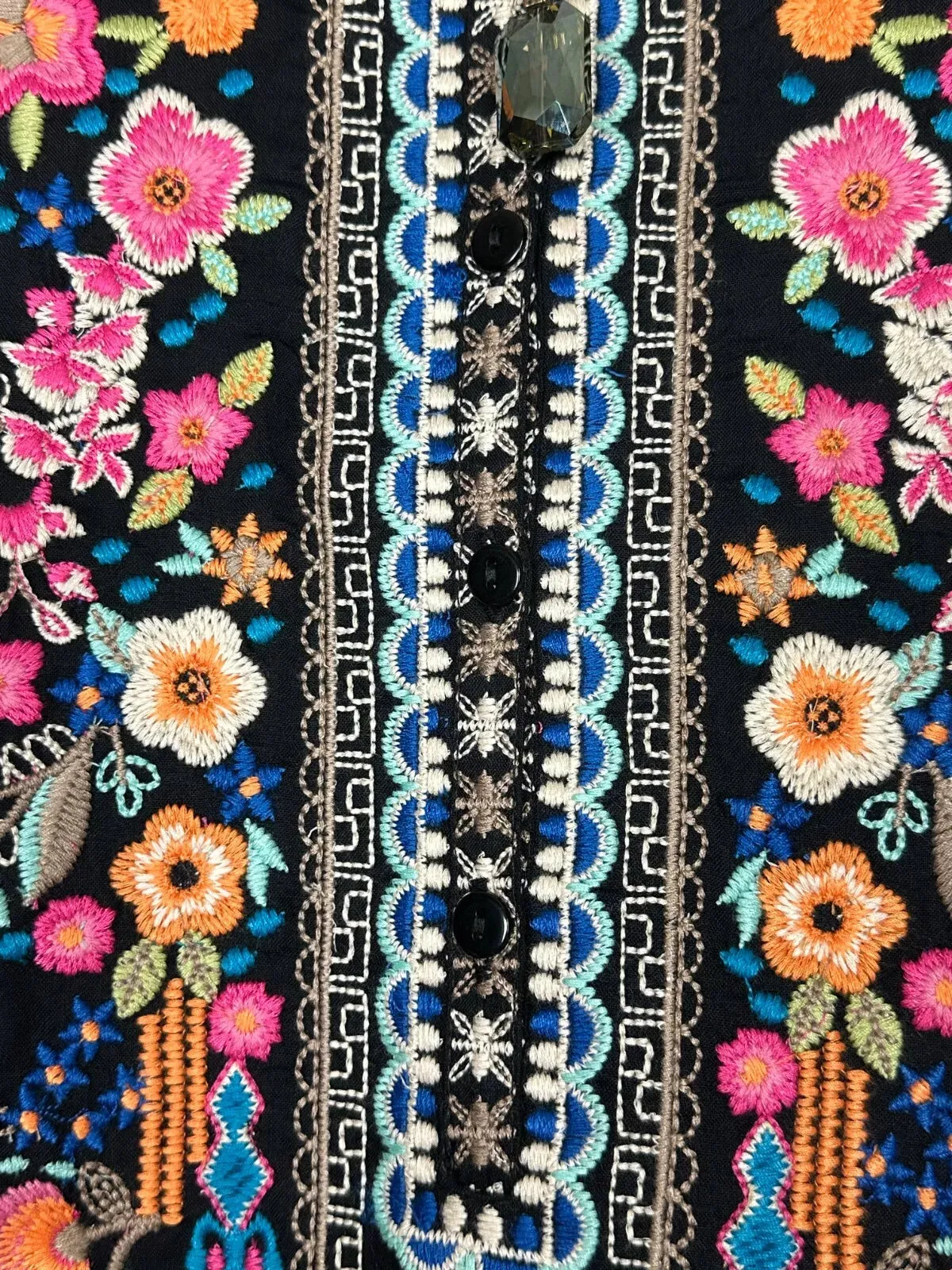 Bohemian Vibes Embroidered Tunic Black