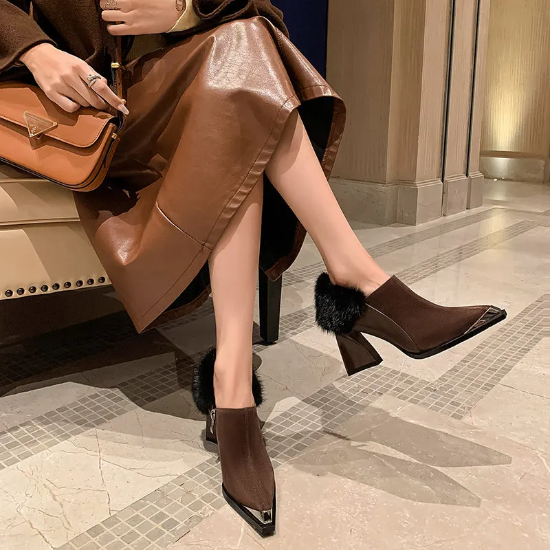 Bold Contrast Pointed Toe Heels