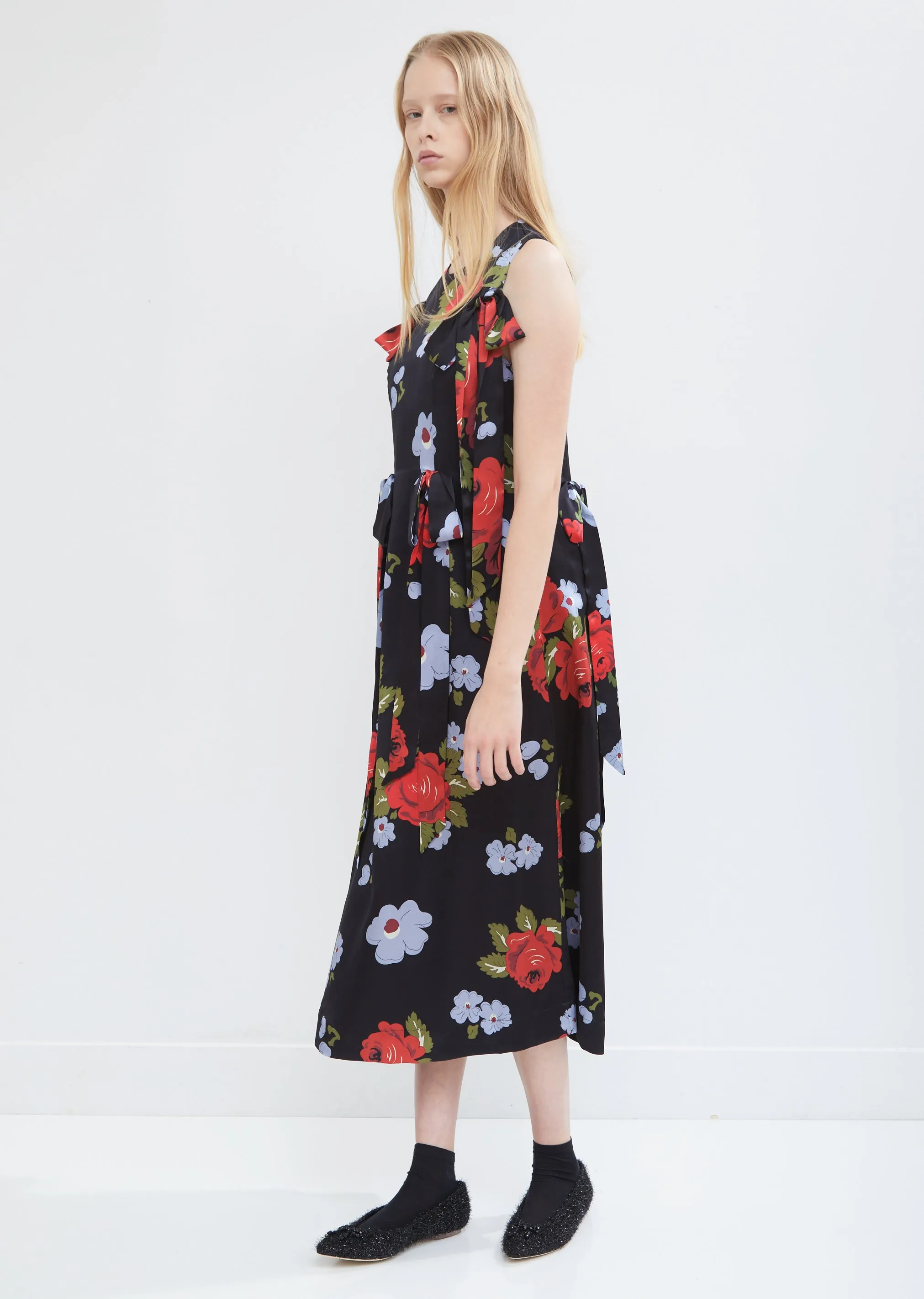 Bow Silk Shift Dress