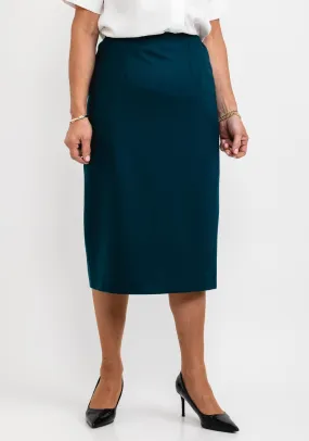 Brendella Pencil Wool Midi Skirt, Petrol