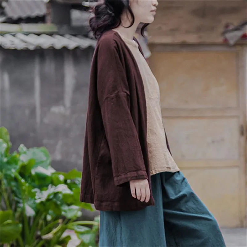 Brown Linen Cardigan | Lotus