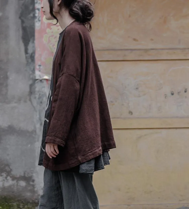 Brown Linen Cardigan | Lotus