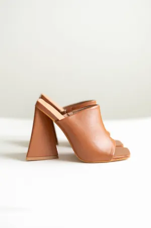 Brown Triangle Block Mule Heels