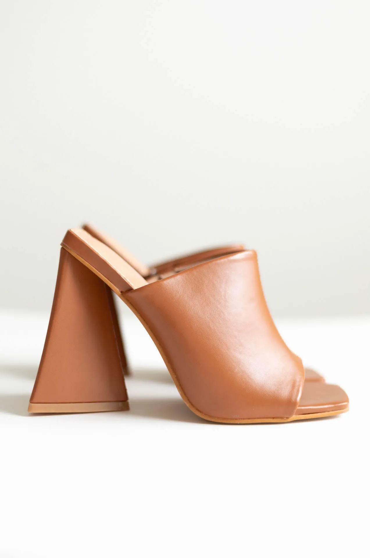 Brown Triangle Block Mule Heels