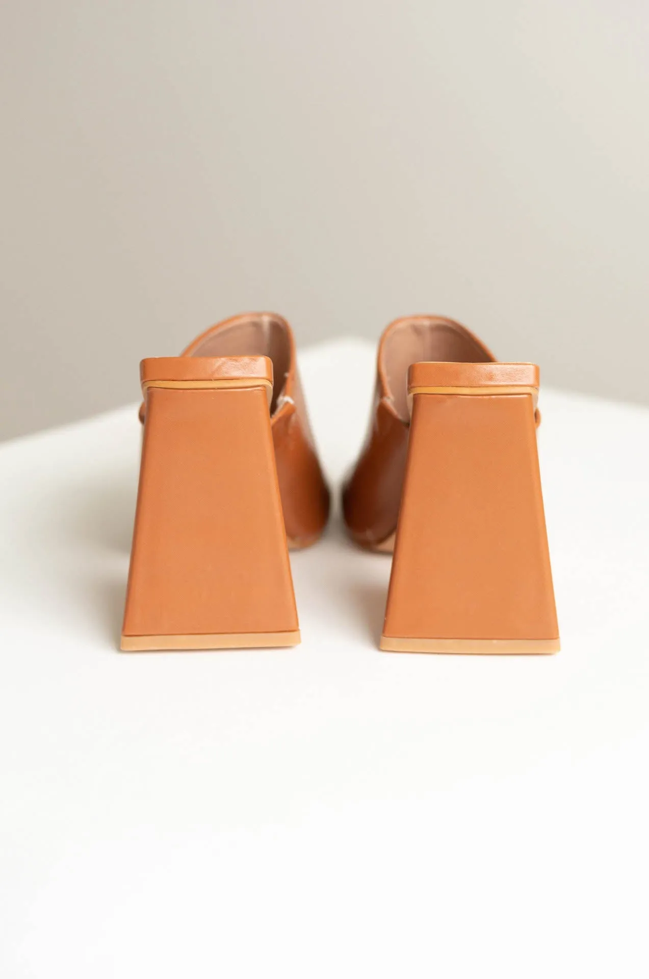 Brown Triangle Block Mule Heels