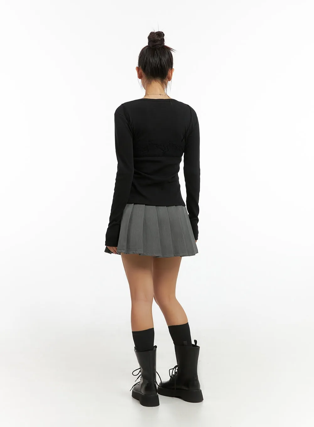 Buckle Pleated Mini Skirt IS402