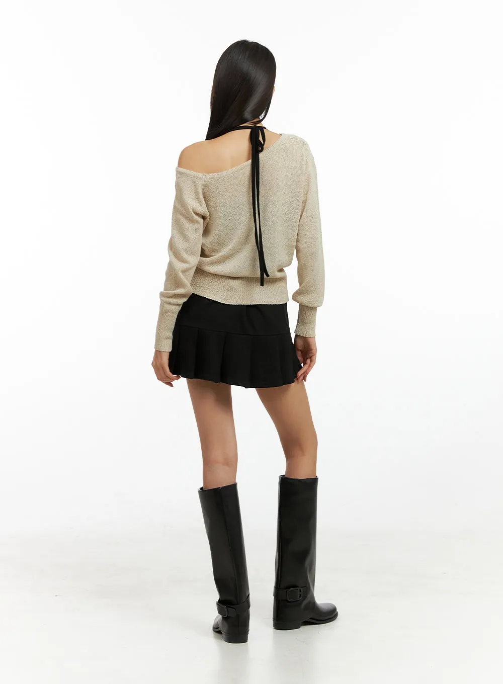 Buckle Solid Faux Leather Knee High Boots IG405