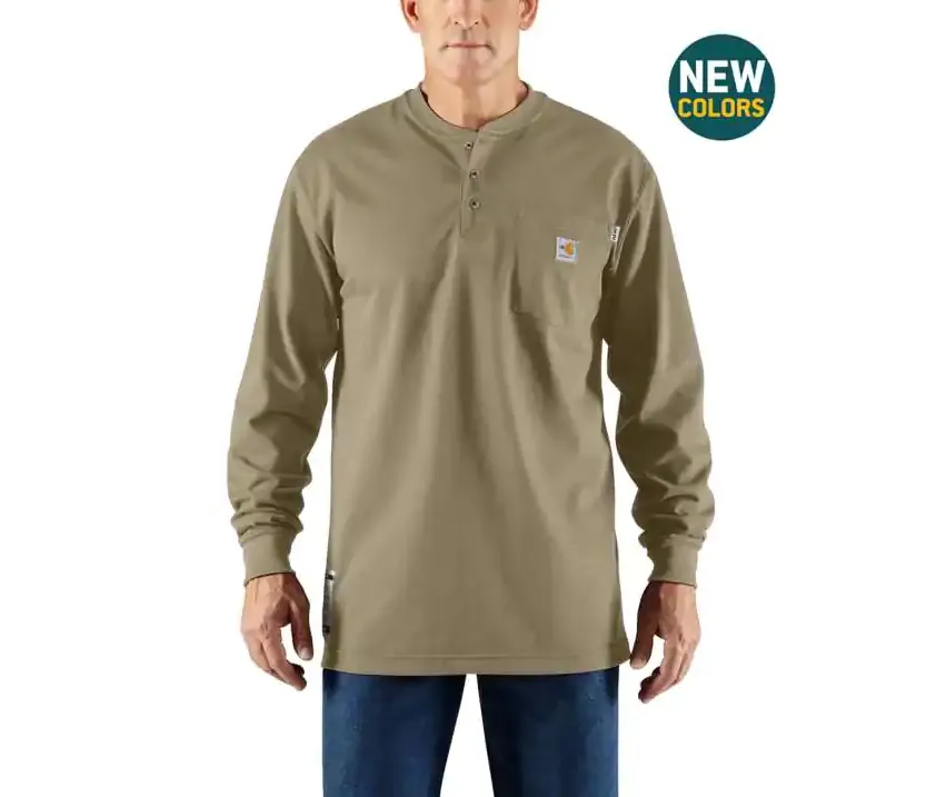 Carhartt, Shirt, 100237, FR Force Cotton, 6.75oz, Long Sleeve Henley,