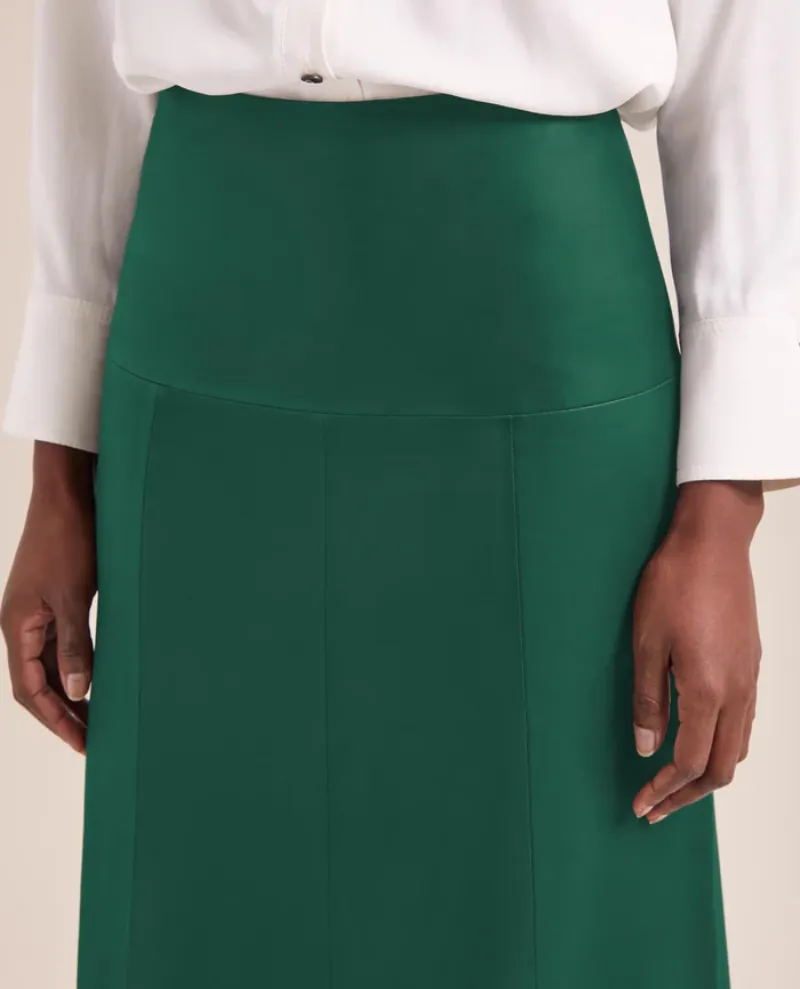 Cefinn Tiana Dark Green Leather Midi Skirt