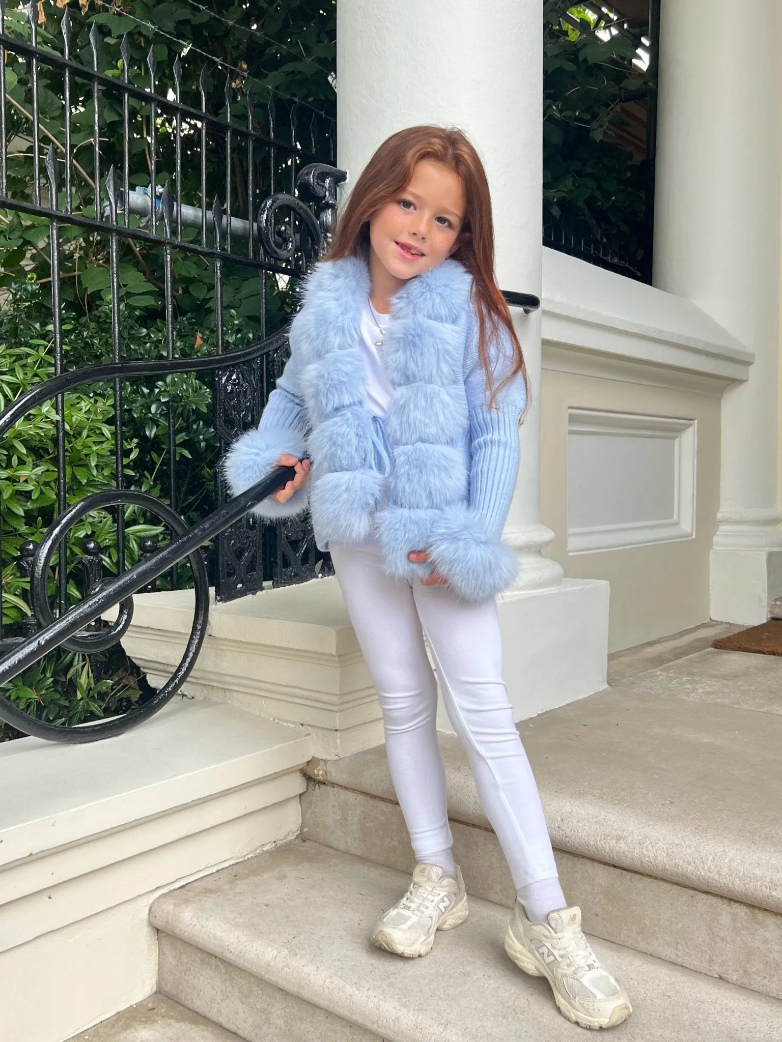 Childrens Baby Blue Premium Faux Fur Cardigan