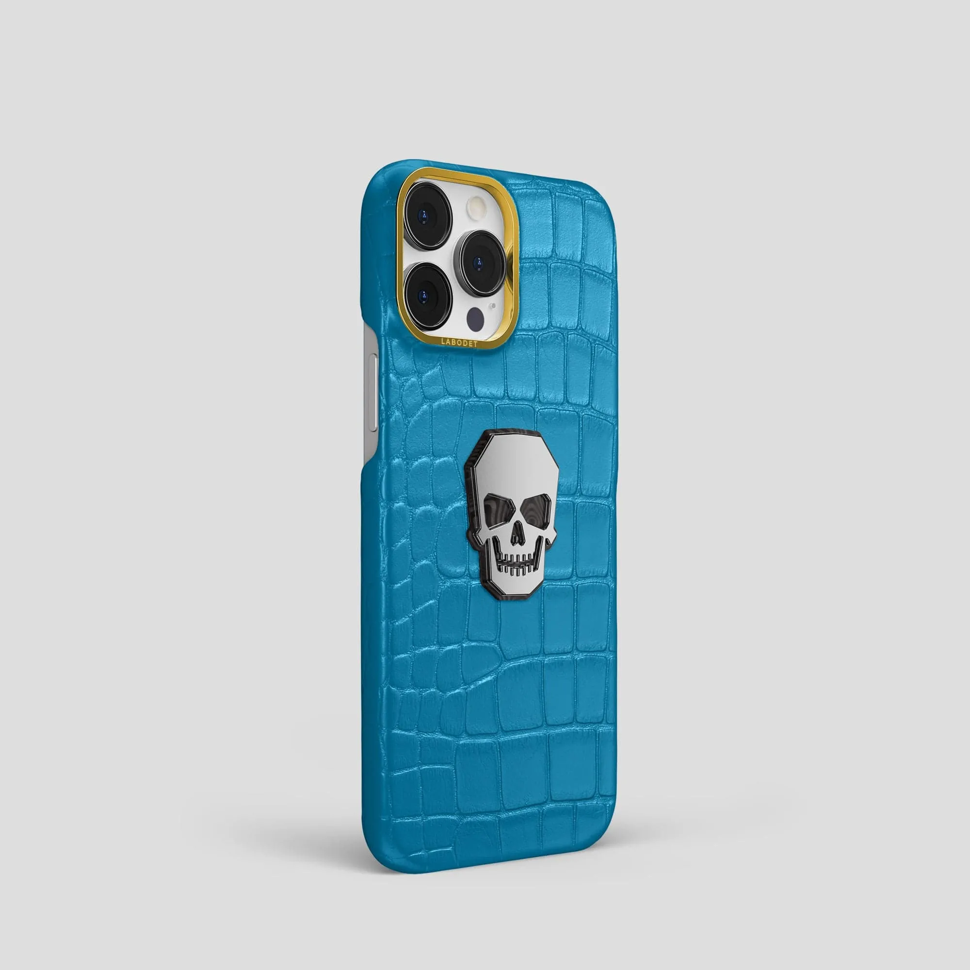 Classic Case With Titanium Skull For iPhone 15 Pro In Alligator