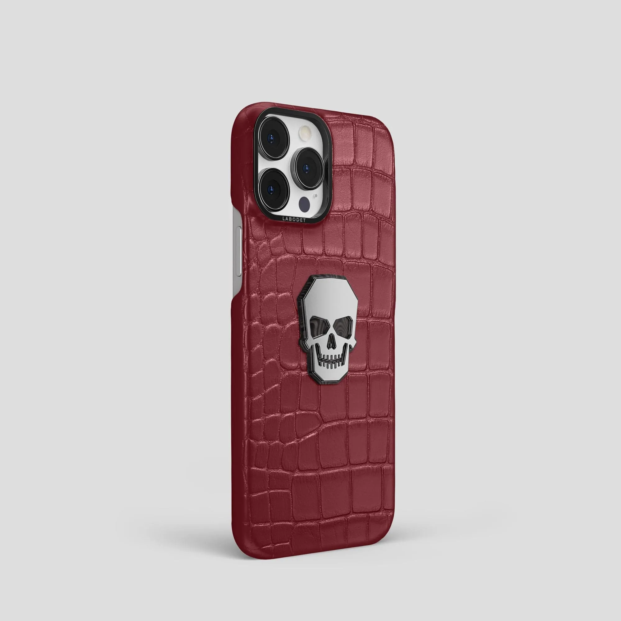 Classic Case With Titanium Skull For iPhone 15 Pro In Alligator