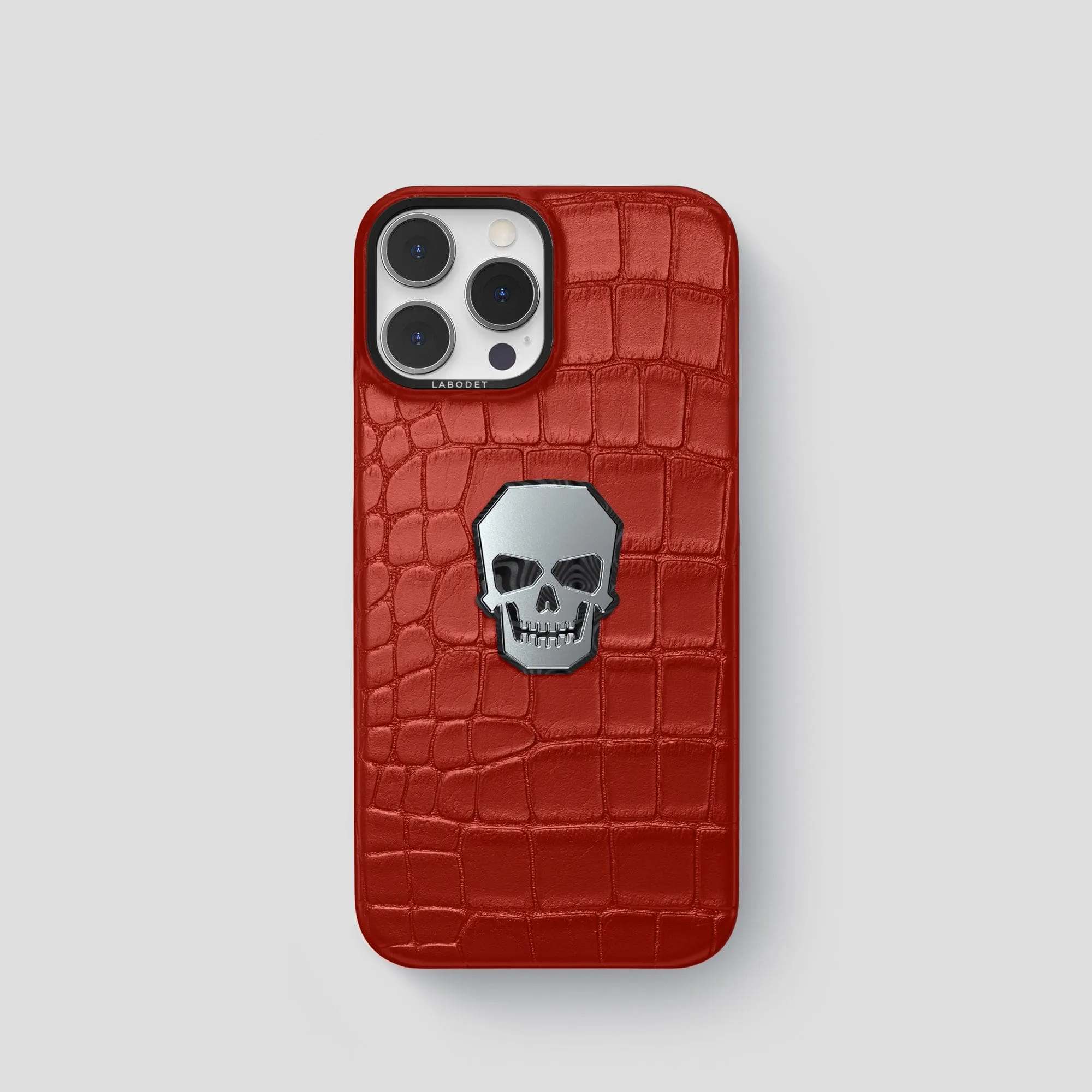 Classic Case With Titanium Skull For iPhone 15 Pro In Alligator