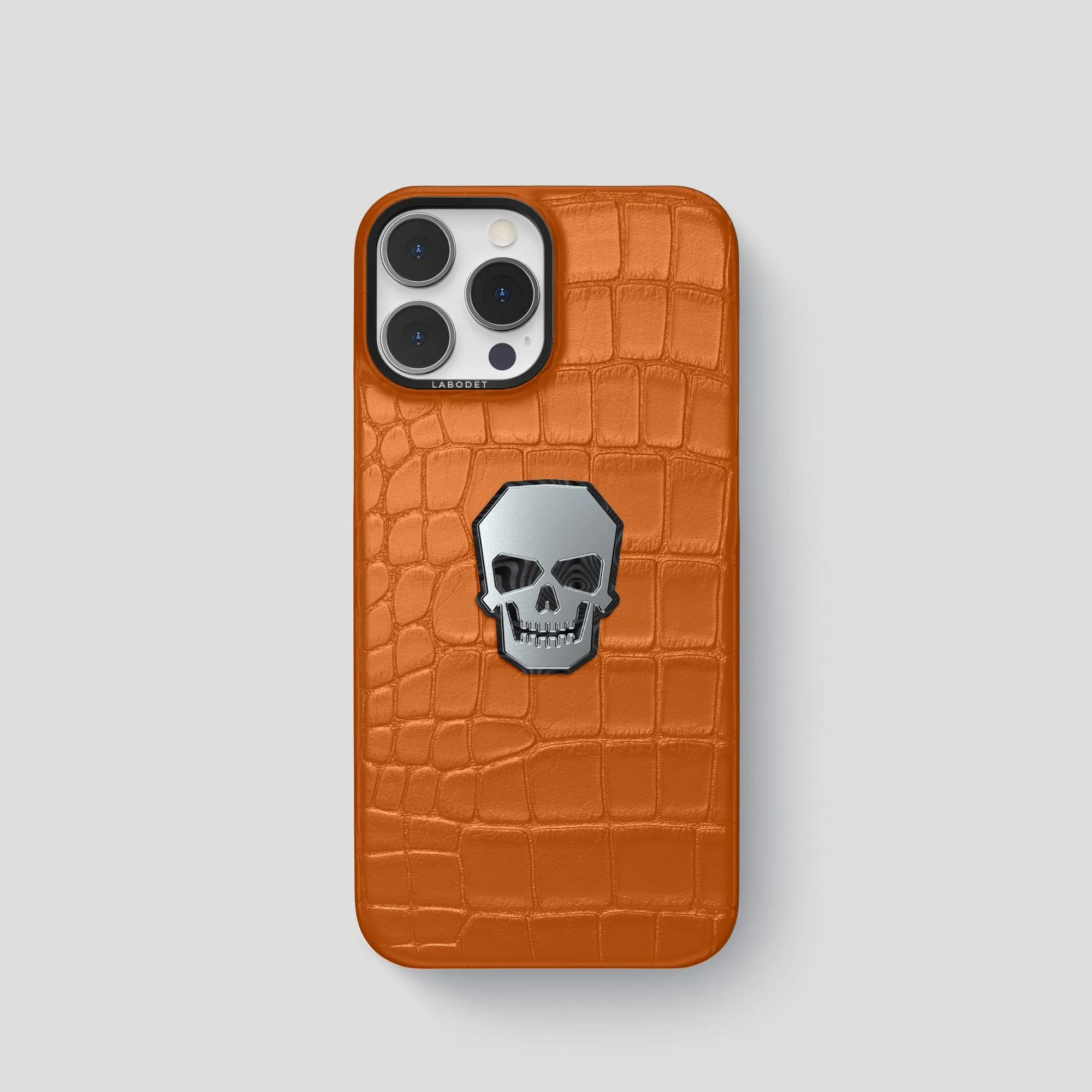 Classic Case With Titanium Skull For iPhone 15 Pro In Alligator