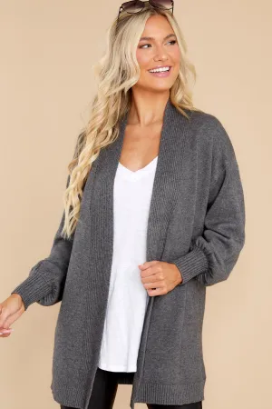 Closely Watching Charcoal Grey Cardigan