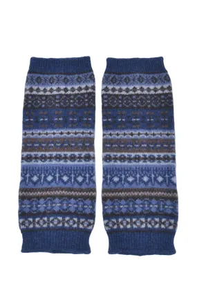 Clyde Fair isle wrist warmer fingerless gloves - Blue