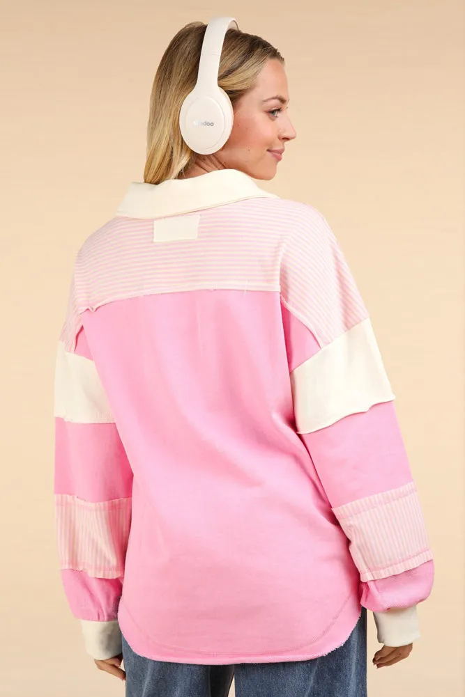 Colorblock Oversized Top in Pink by Very J