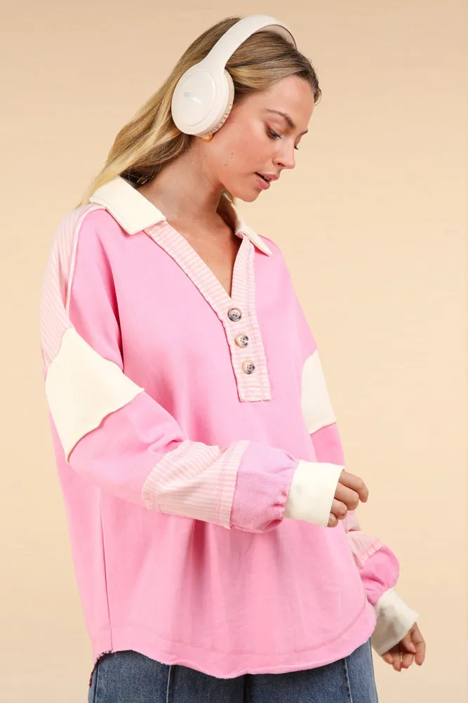 Colorblock Oversized Top in Pink by Very J