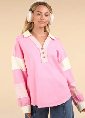 Colorblock Oversized Top in Pink by Very J