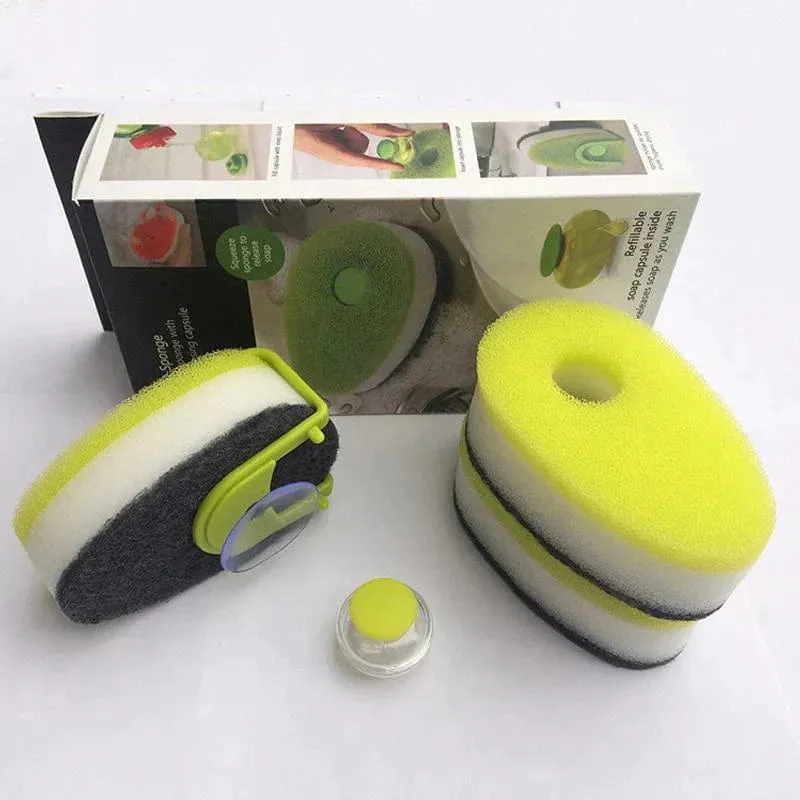 Dishwashing Scouring Sponge With Soap Dispensing