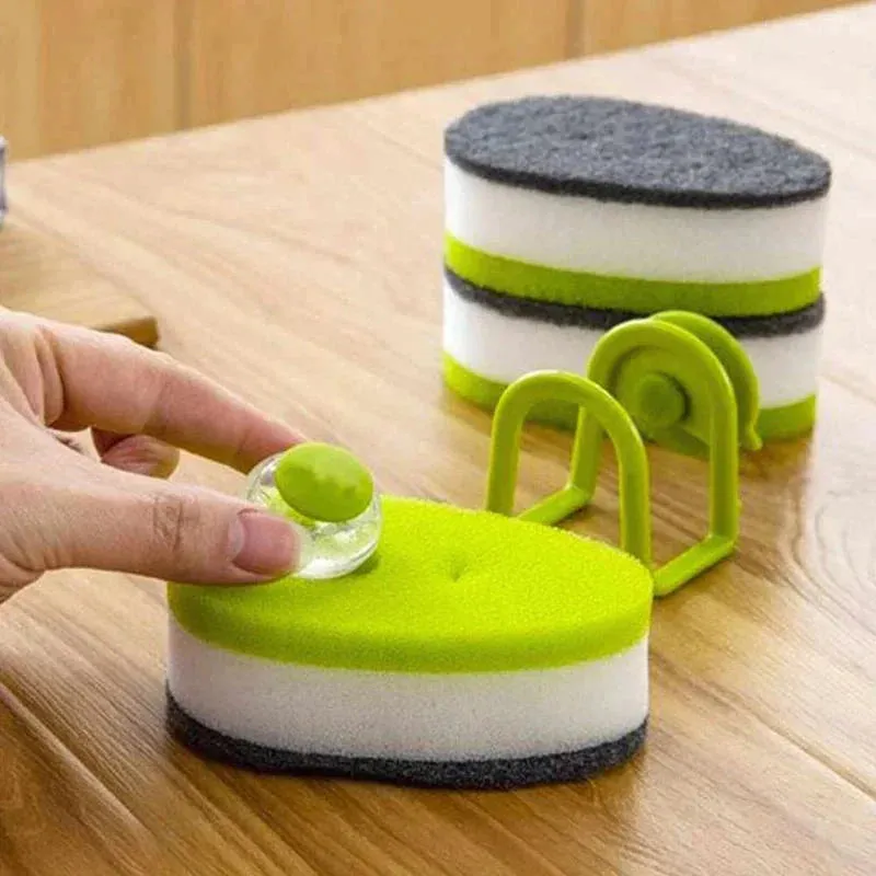 Dishwashing Scouring Sponge With Soap Dispensing