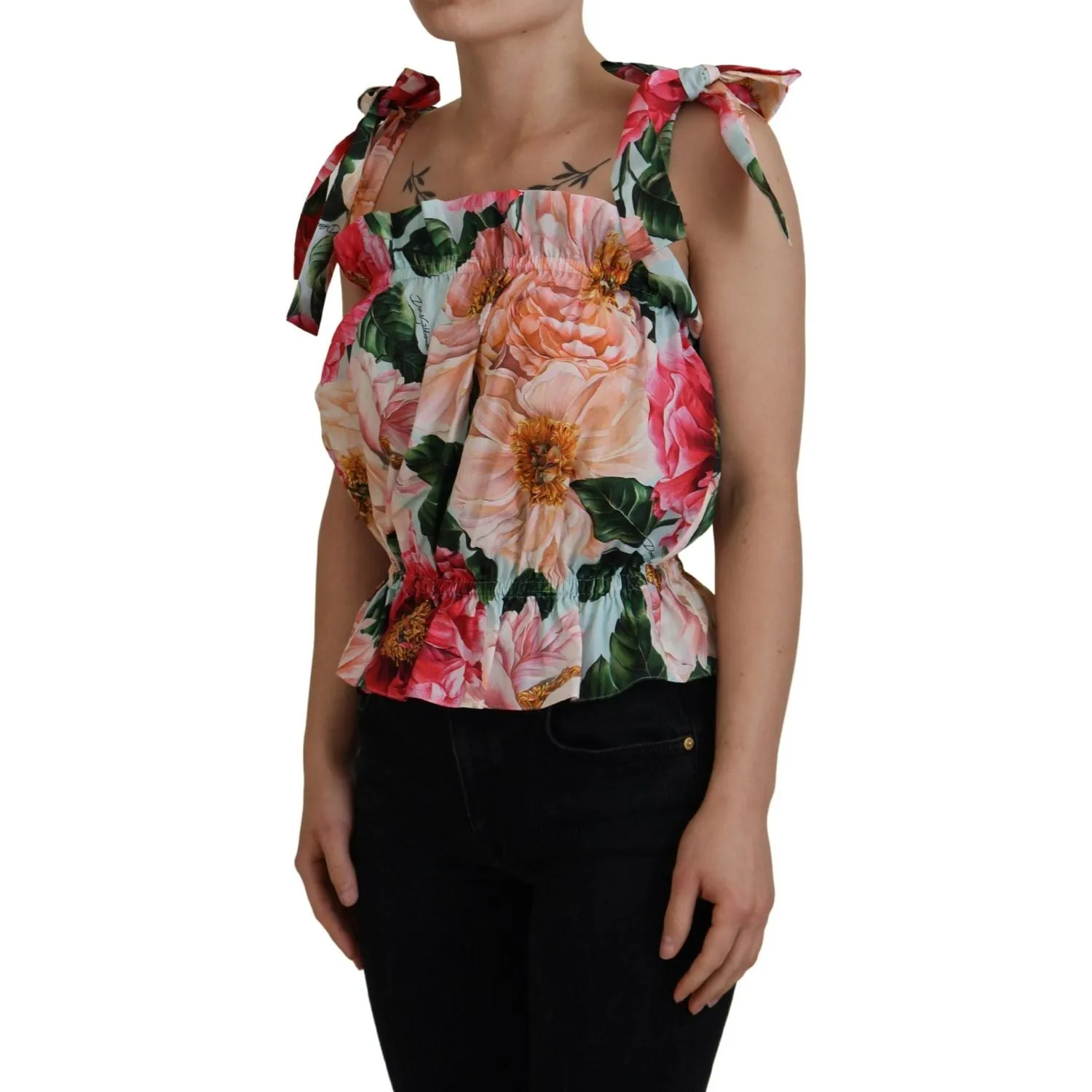 Dolce & Gabbana Elegant Floral Print Sleeveless Tank Top