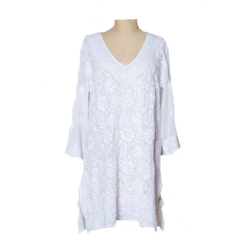 Dolma Embroidered Kurta Top White