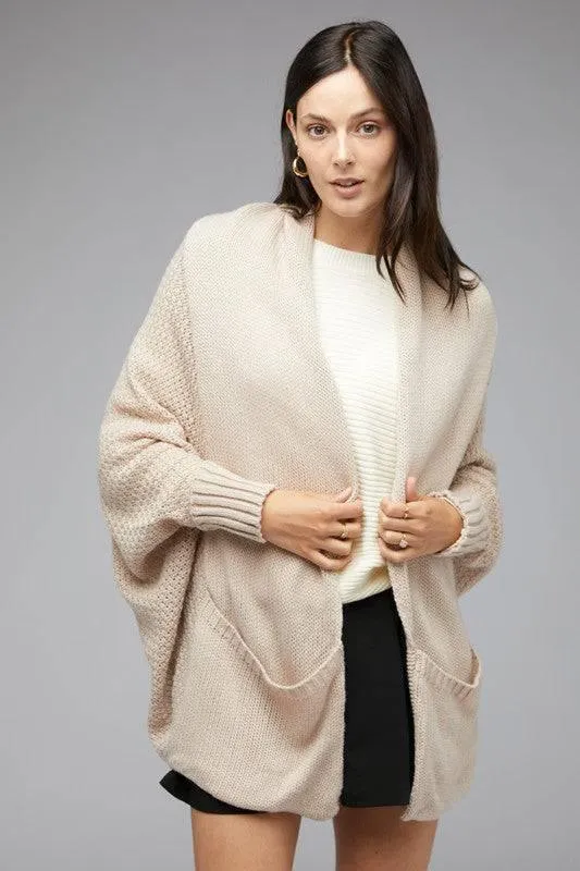 Dolman sleeve slouchy open cardigan