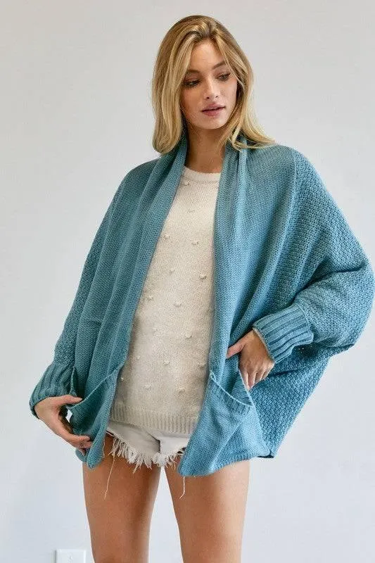 Dolman sleeve slouchy open cardigan