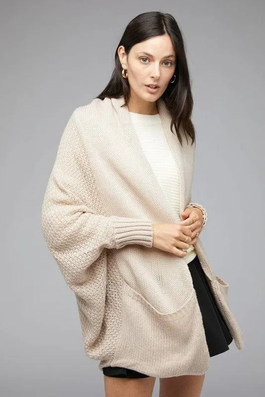 Dolman sleeve slouchy open cardigan