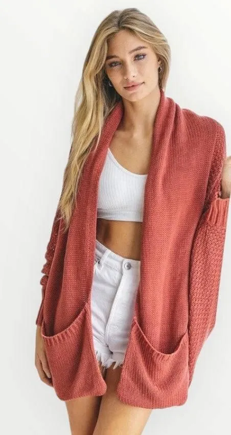 Dolman sleeve slouchy open cardigan