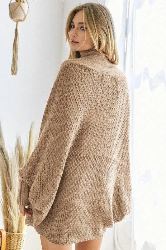 Dolman sleeve slouchy open cardigan